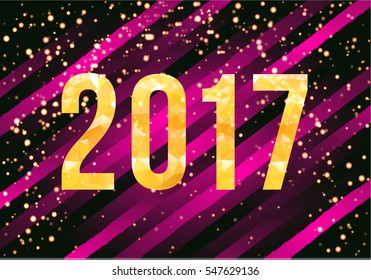 Vector 2017 New Year card on striped background