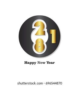 Vector 2018 Happy New Year design with golden and black color creative text on white background.