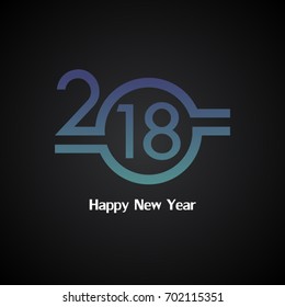Vector 2018 Happy New Year design with purple and green gradient creative text on black background.