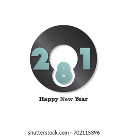 Vector 2018 Happy New Year design with green and black color creative text on white background.