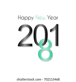 Vector 2018 Happy New Year design with black and green gradient color creative text on white background.