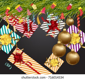 Vector 2018 Happy New Year background with golden gift bow