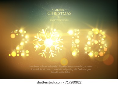 Vector 2018 Happy New Year background with snowflake and sample text. EPS10.