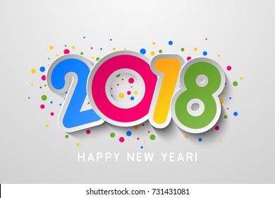 Vector 2018 Happy New Year colorful background with number from paper