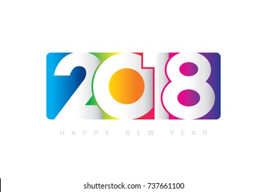 Vector 2018 Happy New Year design with text on white background.