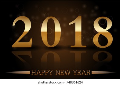 Vector 2018 Happy New Year background with gold clock