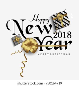 Vector 2018 Happy New Year. Holiday Vector Illustration. Happy New Year 2018 Background.