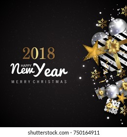 Vector 2018 Happy New Year. Holiday Vector Illustration. Happy New Year 2018 Background.