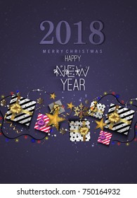 Vector 2018 Happy New Year. Holiday Vector Illustration. Happy New Year 2018 Background.