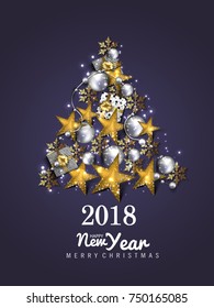 Vector 2018 Happy New Year. Holiday Vector Illustration. Happy New Year 2018 Background.