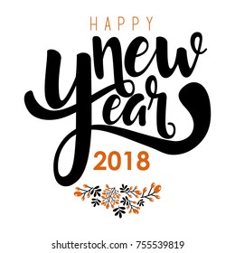 Vector 2018 Happy New Year background ,typographic emblems set. Vector logo, text design.