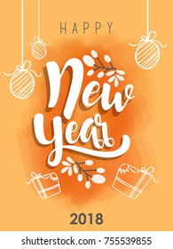 Vector 2018 Happy New Year background ,typographic emblems set. Vector logo, text design.