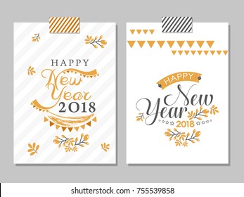 Vector 2018 Happy New Year background ,typographic emblems set. Vector logo, text design.