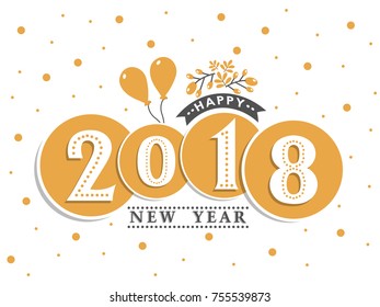 Vector 2018 Happy New Year background ,typographic emblems set. Vector logo, text design.
