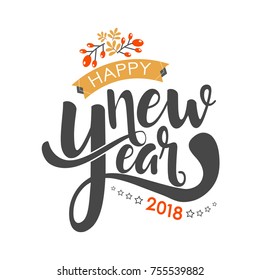 Vector 2018 Happy New Year background ,typographic emblems set. Vector logo, text design.