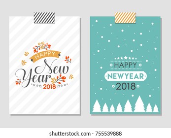 Vector 2018 Happy New Year background ,typographic emblems set. Vector logo, text design.