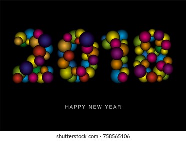 Vector 2018 Happy New Year design with text on black background.