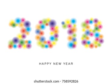 Vector 2018 Happy New Year design with text on white background.