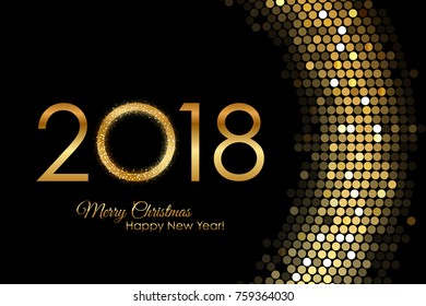 Vector - 2018 Happy New Year golden glowing