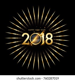Vector 2018 Happy New Year background with golden frame
