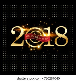 Vector 2018 Happy New Year background with golden frame