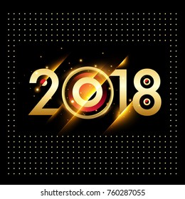 Vector 2018 Happy New Year background with golden frame