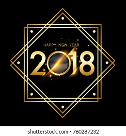 Vector 2018 Happy New Year background with golden frame