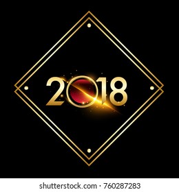 Vector 2018 Happy New Year background with golden frame
