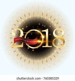 Vector 2018 Happy New Year background with golden frame