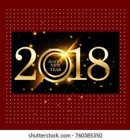 Vector 2018 Happy New Year background with golden frame