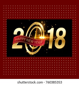 Vector 2018 Happy New Year background with golden frame