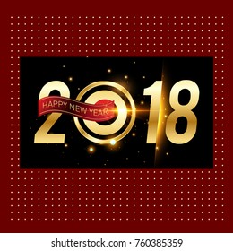 Vector 2018 Happy New Year background with golden frame