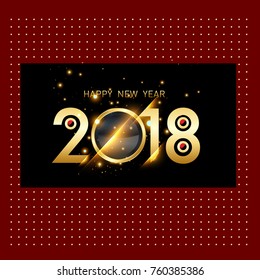 Vector 2018 Happy New Year background with golden frame