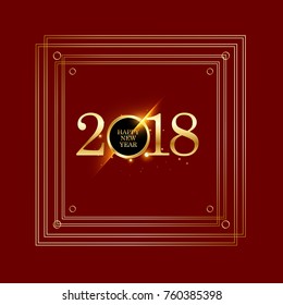 Vector 2018 Happy New Year background with golden frame