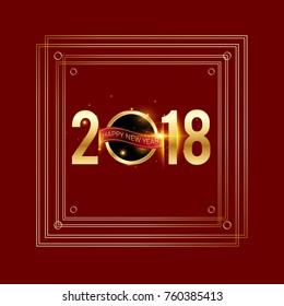 Vector 2018 Happy New Year background with golden frame