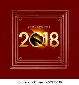 Vector 2018 Happy New Year background with golden frame