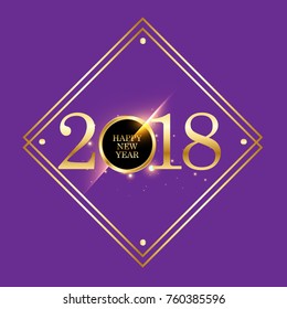 Vector 2018 Happy New Year background with golden frame