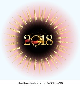 Vector 2018 Happy New Year background with golden frame