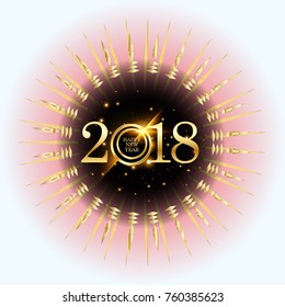 Vector 2018 Happy New Year background with golden frame