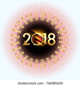Vector 2018 Happy New Year background with golden frame