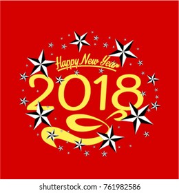 	
Vector 2018 Happy New Year background with golden star