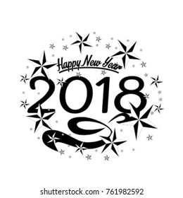 	
Vector 2018 Happy New Year background with golden star