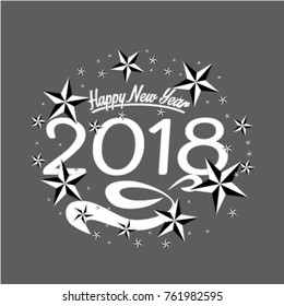 	
Vector 2018 Happy New Year background with golden star