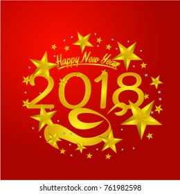 	
Vector 2018 Happy New Year background with golden star