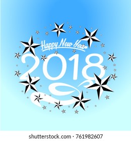 	
Vector 2018 Happy New Year background with golden star