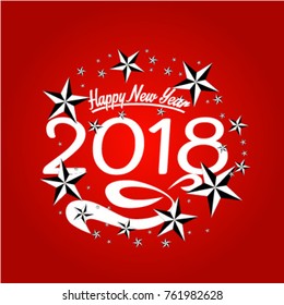 	
Vector 2018 Happy New Year background with golden star