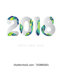 Vector 2018 Happy New Year design with text on white background, colourful design