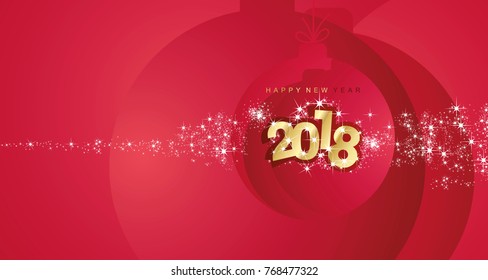 Vector 2018 Happy New Year gold red stardust firework abstract ball background