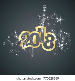 Vector 2018 Happy New Year champagne firework black background