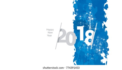 Vector 2018 Happy New Year firework white blue art greeting card
